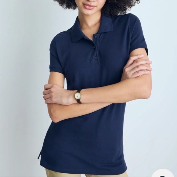 Nwt Aeropostale Juniors Pique Uniform Polo Solid Navy Blue Large Back to School - Picture 1 of 16